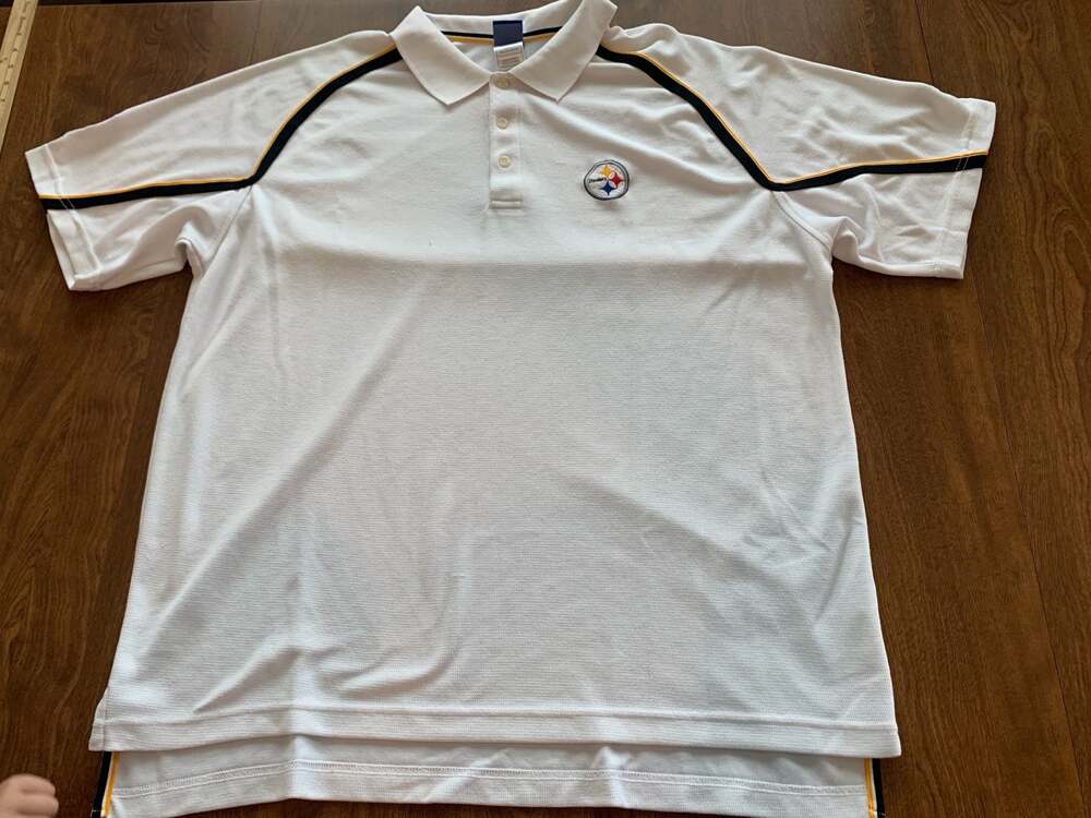 VNTG Reebok Pittsburgh Steelers NFL Team Apparel Performance Polo Shirt White XL